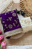Stylish Purple Fendy Satin Saree Heavy Embroidery Work Lace Border for Wedding