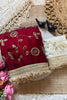 Lovely Wine Fendy Satin Saree Heavy Embroidery Work Lace Border for Wedding