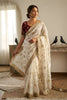 Premium Off White Fendy Satin Saree Heavy Embroidery Work Lace Border for Wedding