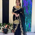 Luxury Black Rangoli Silk Saree Heavy Sequins Embroidery Work for Wedding