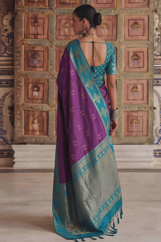 Royal Purple Soft Silk Woven Designer Saree for Women