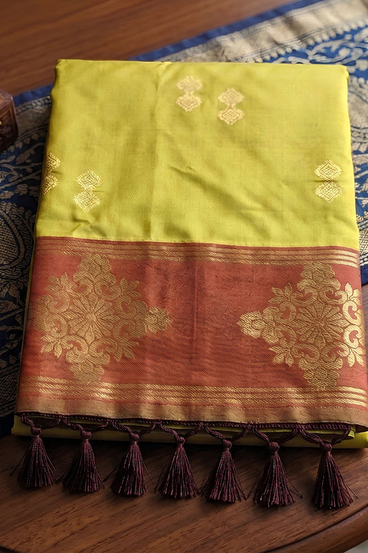 Graceful Mustard Yellow Soft Silk Woven Designer Saree for Women