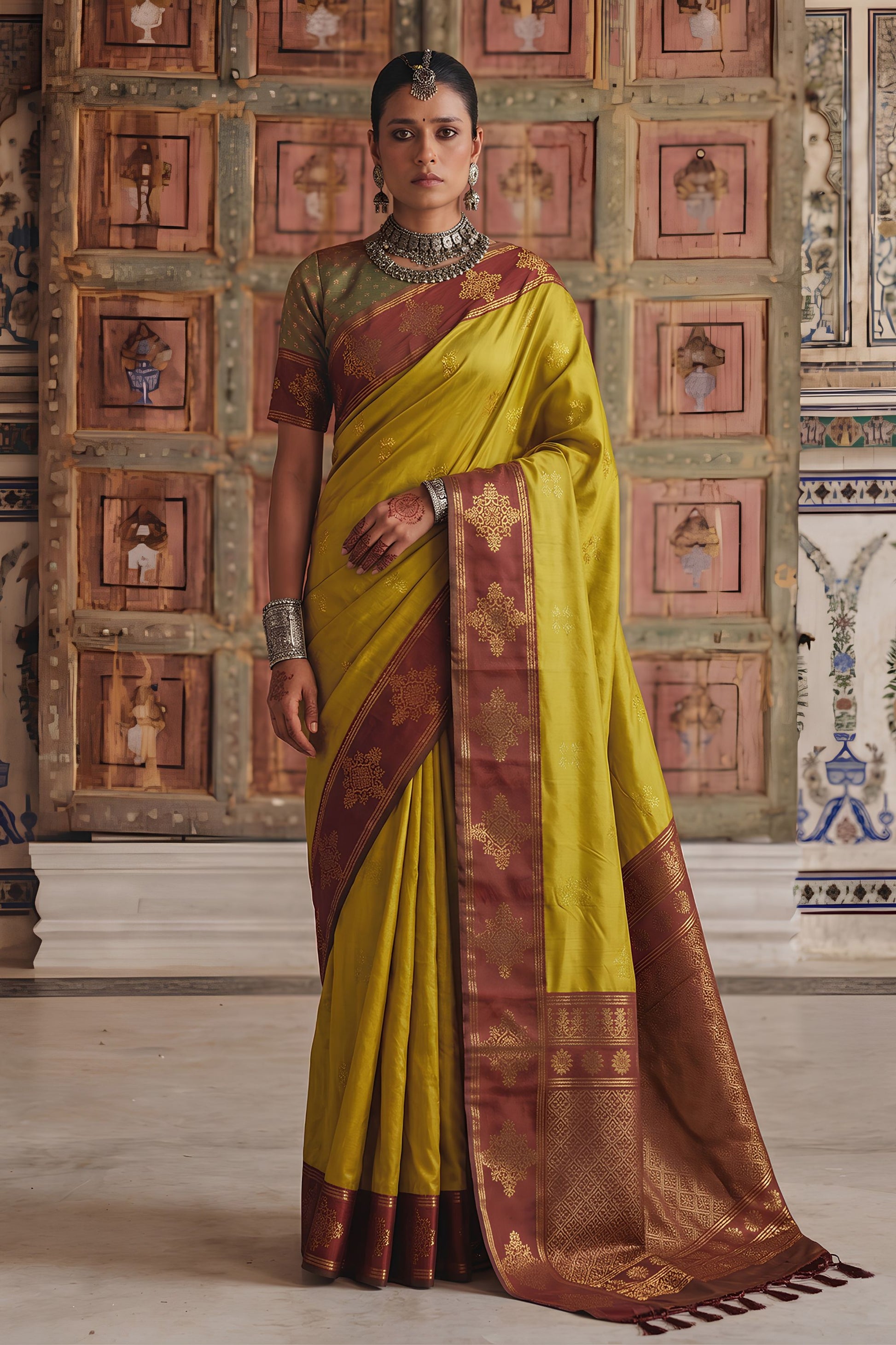 Graceful Mustard Yellow Soft Silk Woven Designer Saree for Women
