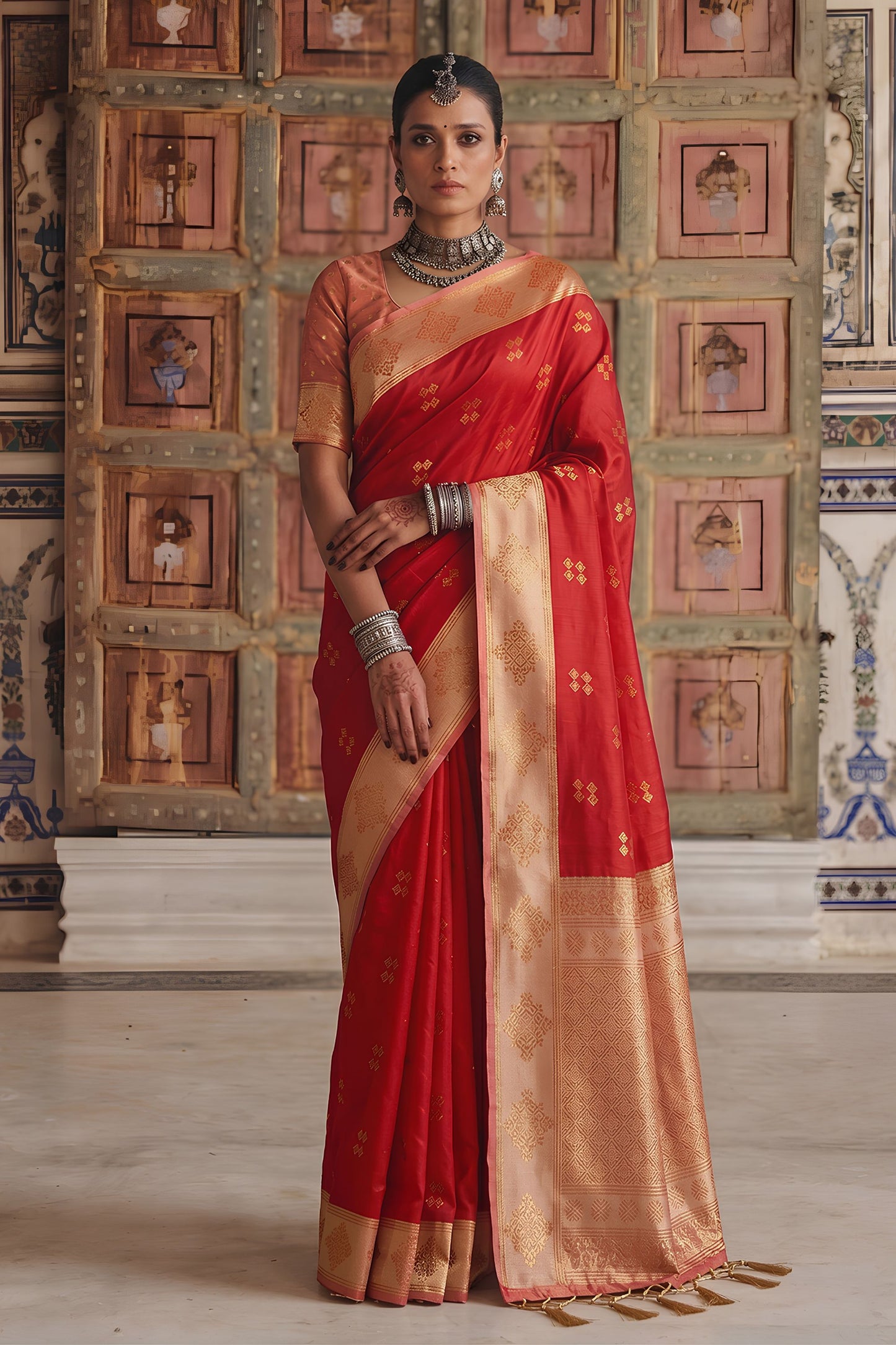 Premium Red Soft Silk Woven Designer Saree for Women