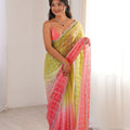 Graceful Green Fendy Satin Traditional Embroidery Saree for Women