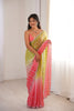 Graceful Green Fendy Satin Traditional Embroidery Saree for Women