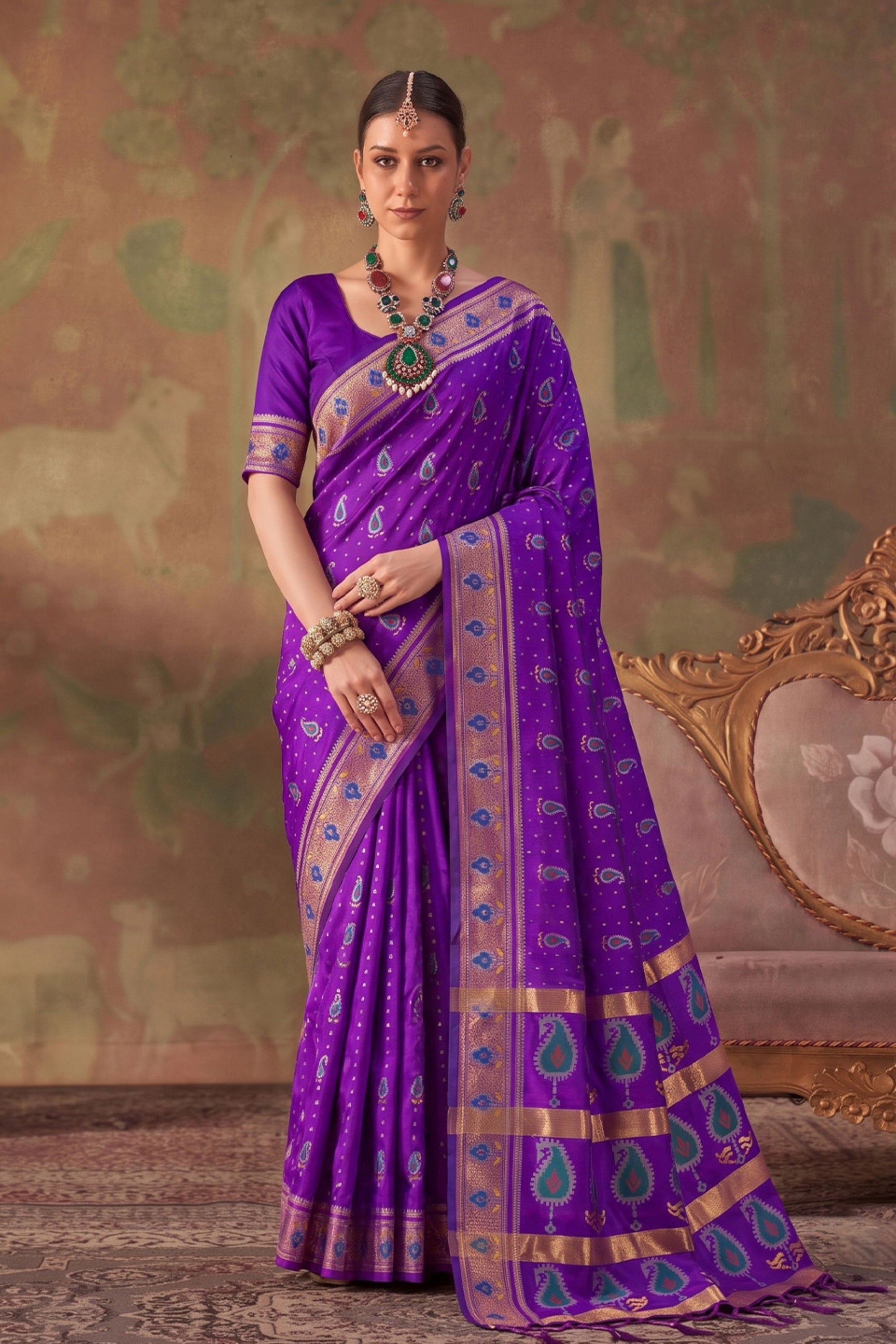 Royal Purple Soft Silk Woven Jacquard Designer Saree for Women