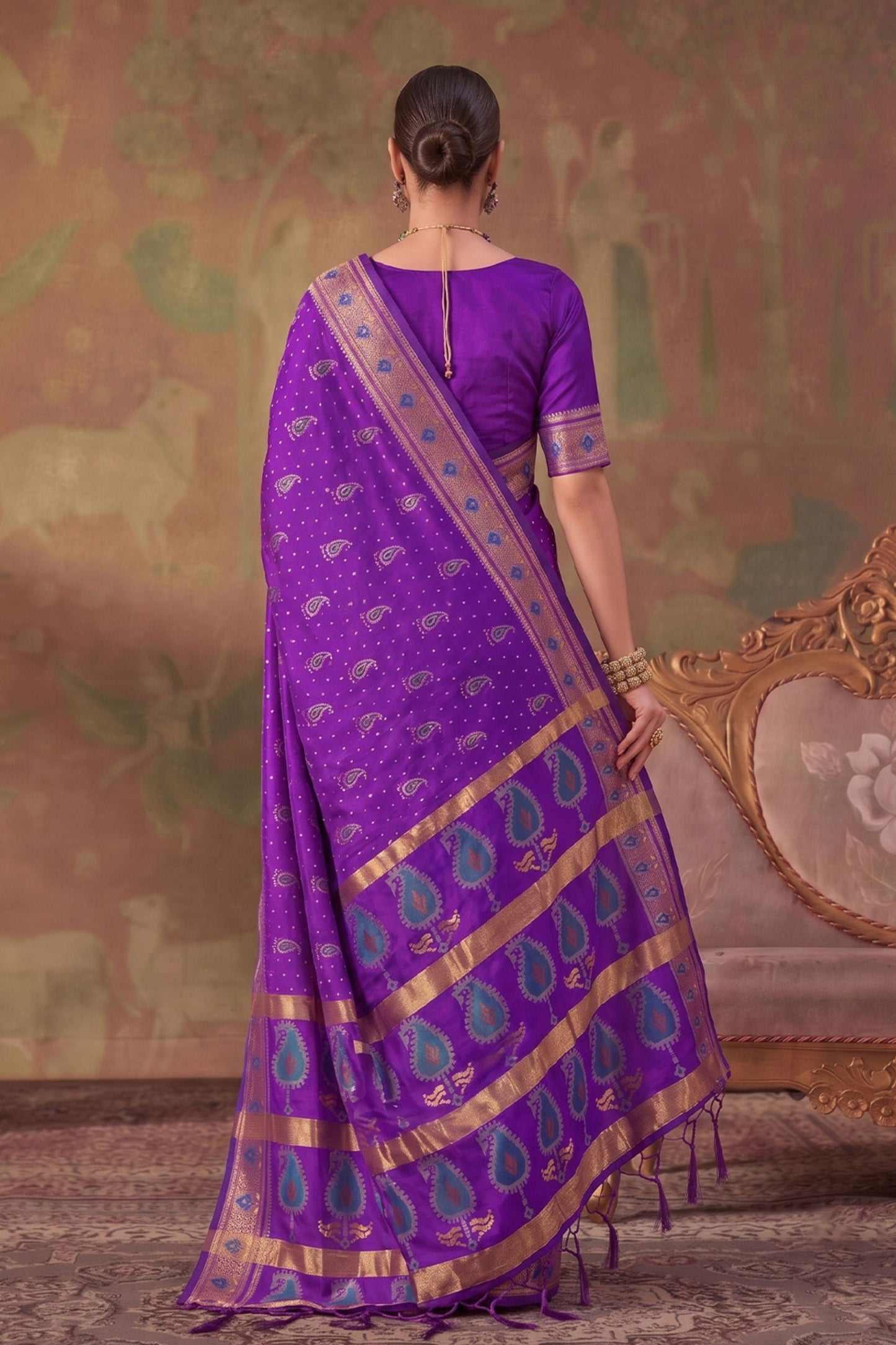 Royal Purple Soft Silk Woven Jacquard Designer Saree for Women