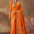 Vibrant Orange Soft Silk Woven Jacquard Designer Saree for Women