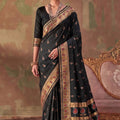Stylish Black Soft Silk Woven Jacquard Designer Border for Women