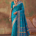 Royal Teal Blue Soft Silk Woven Jacquard Designer Saree for Women