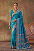 Royal Teal Blue Soft Silk Woven Jacquard Designer Saree for Women