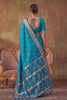 Royal Teal Blue Soft Silk Woven Jacquard Designer Saree for Women