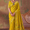 Amazing Mustard Yellow Soft Silk Woven Jacquard Designer Saree for Women