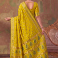 Amazing Mustard Yellow Soft Silk Woven Jacquard Designer Saree for Women