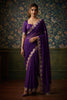 Stylish Purple Soft Satin Chiffon Saree with Embroidery Work