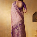 Beautiful Pink Silk Blend Woven Jari Designer Saree for Women