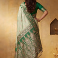 Graceful Sea Green Silk Blend Woven Jari Designer Saree for Women