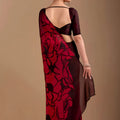 Stunning Red Space Silk Floral Print With Zarkan Border Work Saree for Women