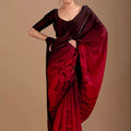 Stunning Red Space Silk Floral Print With Zarkan Border Work Saree for Women