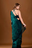 Graceful Teal Green Space Silk Floral Print Designer Saree for Women