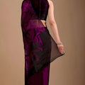 Stylish Wine Space Silk Floral Print Designer Saree for Women
