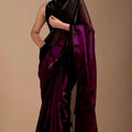 Stylish Wine Space Silk Floral Print Designer Saree for Women