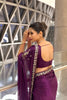Premium Wine Fendy Satin Silk Embroidered Saree