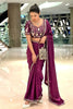 Premium Wine Fendy Satin Silk Embroidered Saree