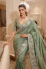Lovely Sea Green Pure Soft Tissue Silk Heavy Pallu Embroidery Saree for Women