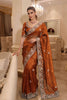 Premium Rust Orange Pure Soft Tissue Silk Heavy Pallu Embroidery Saree for Women