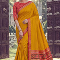 Elegant Mustard Yellow Silk Woven Designer Saree for Women