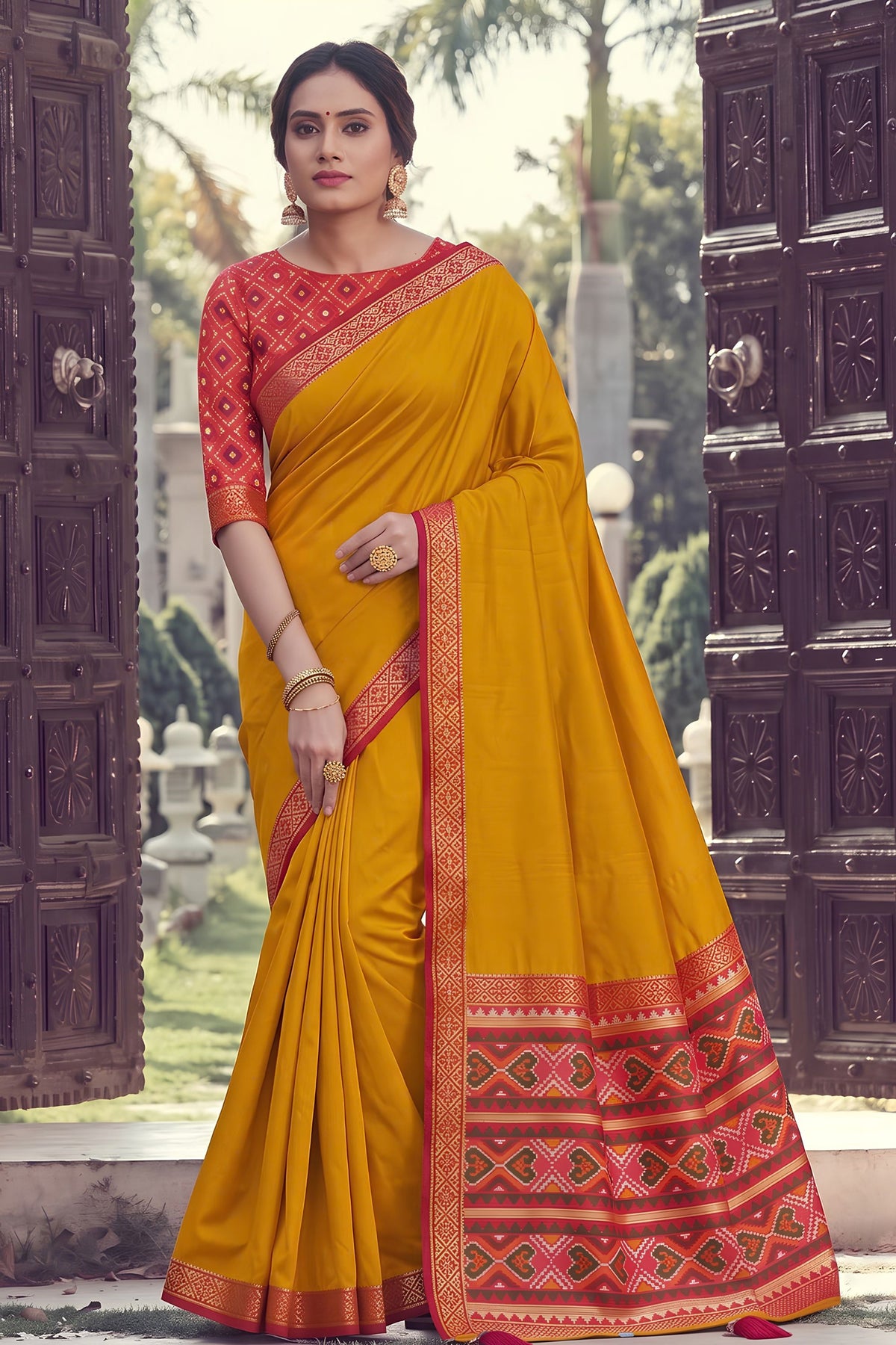 Elegant Mustard Yellow Silk Woven Designer Saree for Women