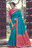 Stylish Teal Blue Silk Woven Designer Saree for Women
