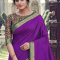 Premium Purple Silk Woven Designer Saree for Women