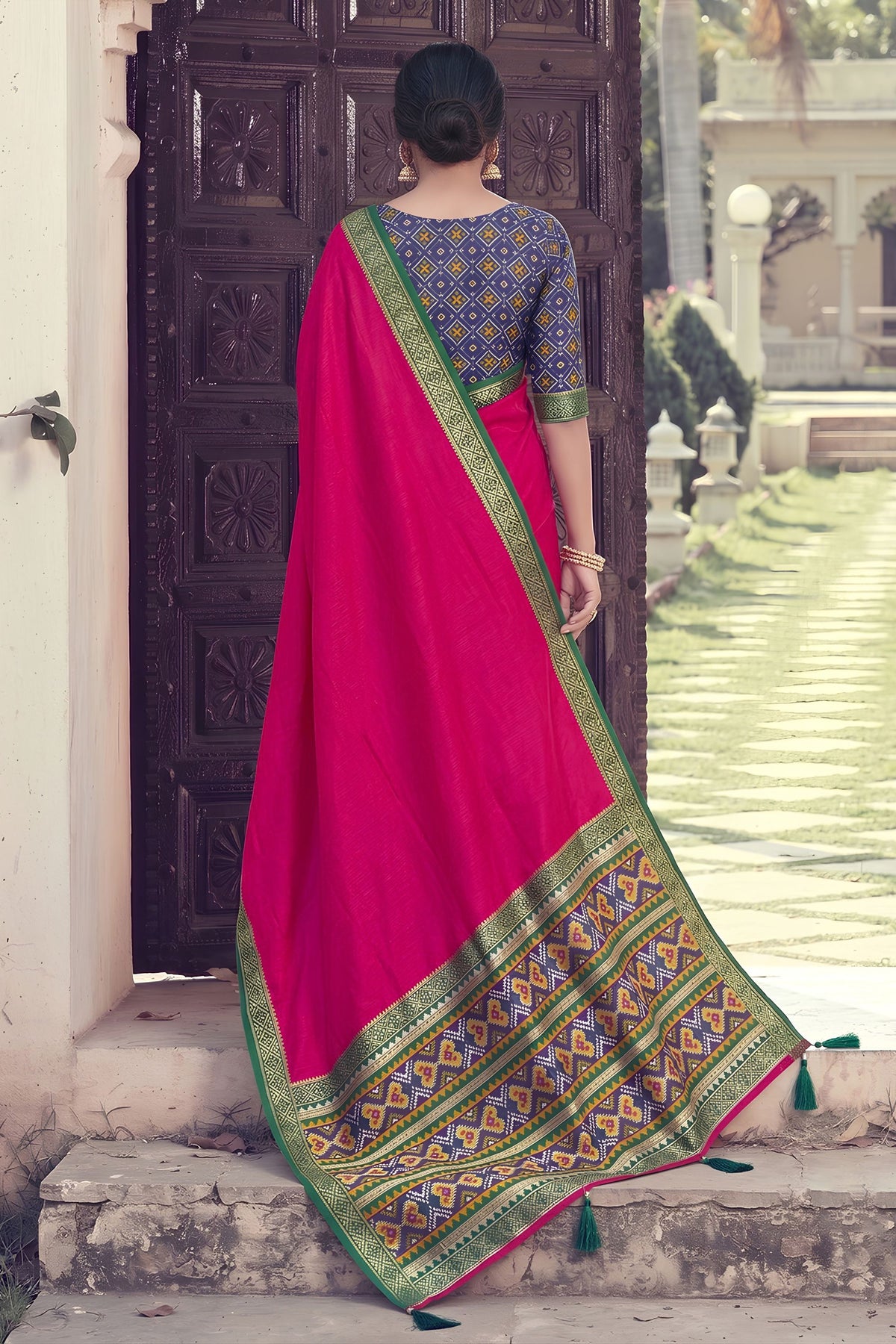 Beautiful Rani Pink Silk Woven Designer Saree for Women