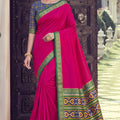 Beautiful Rani Pink Silk Woven Designer Saree for Women
