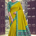 Graceful Lime Yellow Silk Woven Designer Saree for Women