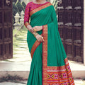 Graceful Teal Green Silk Woven Designer Saree for Women