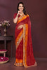 Lovely Maroon Georgette Digital Print Saree with Embroidery Work for Women