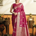 Exquisite Rani Pink Soft Silk Woven Jacquard Designer Saree for Women
