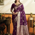 Majestic Purple Soft Silk Woven Jacquard Designer Saree for Women