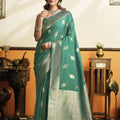 Graceful Sea Green Soft Silk Woven Jacquard Designer Saree for Women