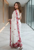 Elegant White Soft Georgette Saree with Red Floral Embroidery and Cutwork Border for Women