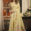 Luminous Yellow Pure Cotton Woven Designer Saree for Women