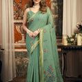 Refreshing Sage Green Pure Cotton Woven Designer Saree for Women