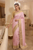 Beautiful Pink Pure Kanjivaram Silk Saree Embroidery Work Lace Border and Butta for Women