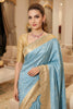 Elegant Ice Blue Pure Kanjivaram Silk Saree Embroidery Work for Women
