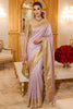 Exquisite Lavender Pure Kanjivaram Silk Saree Embroidery Work Lace Border for Women