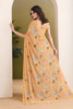 Trendy Mustard Yellow Georgette Designer Printed Saree